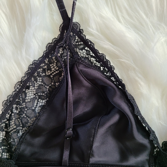 NEW La Vie En Rose two piece lingerie set satin black US SMALL - Picture 4 of 6